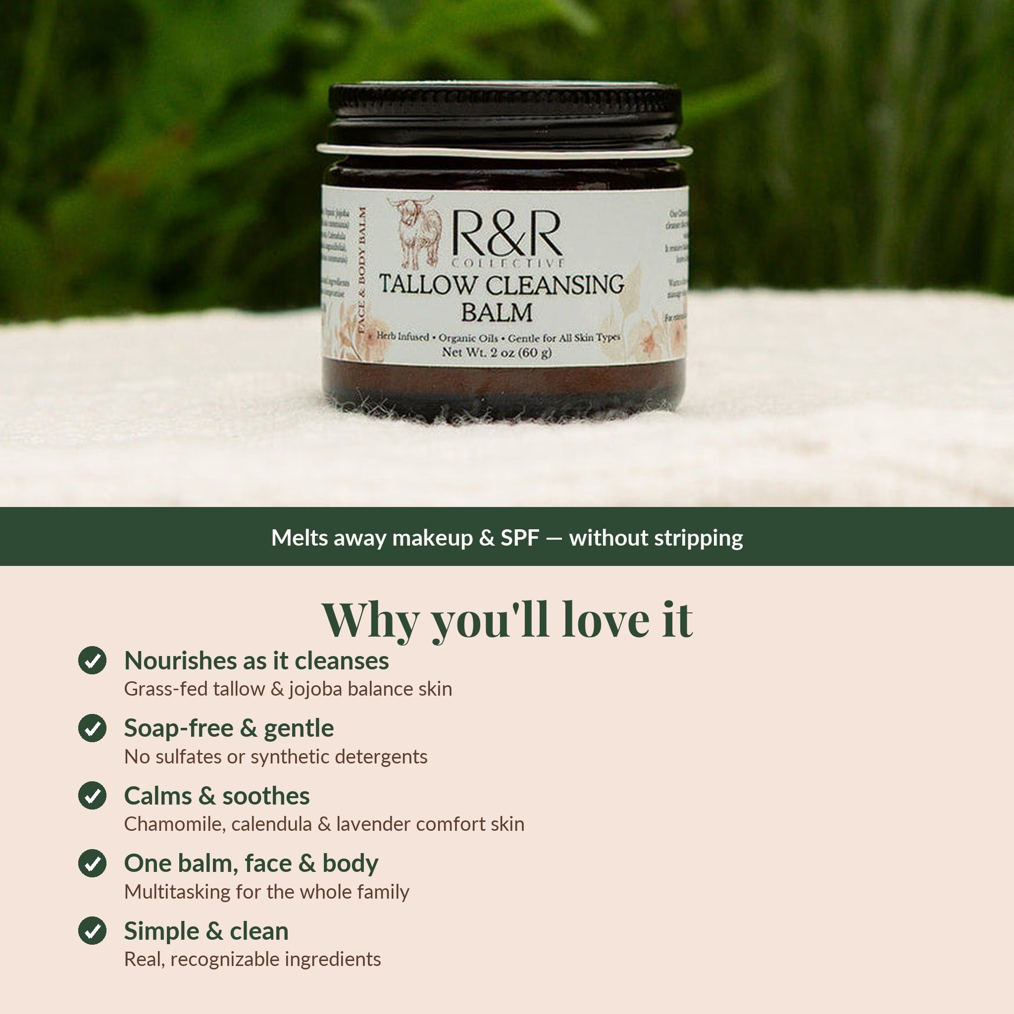 Tallow Cleansing Balm | Natural Makeup Remover & Nourishing Oil Cleanser