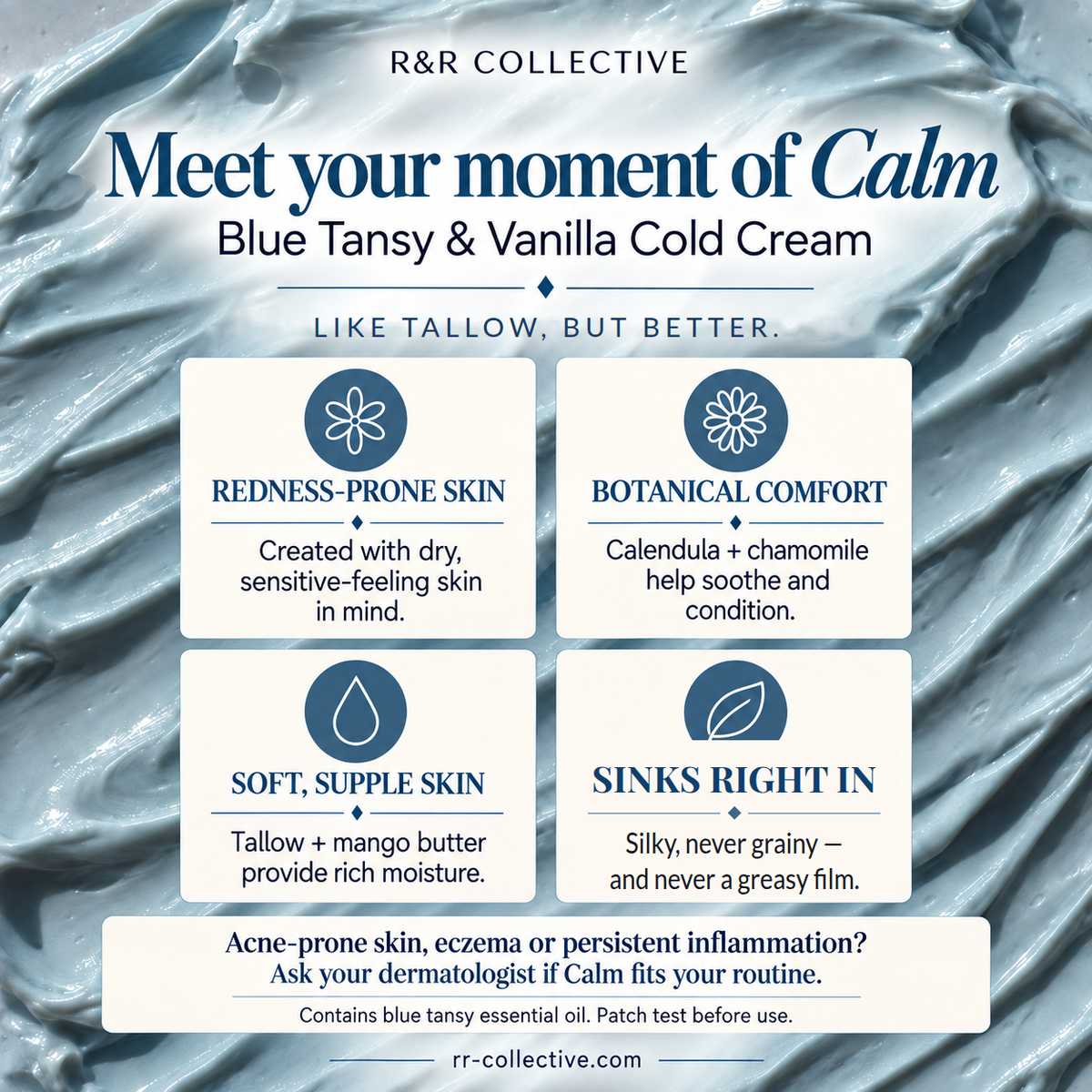 Calm Cold Cream | Blue Tansy & Vanilla | Redness + Sensitivity