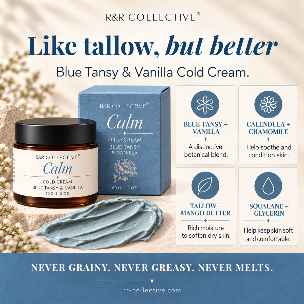 Calm Cold Cream | Blue Tansy & Vanilla | Redness + Sensitivity