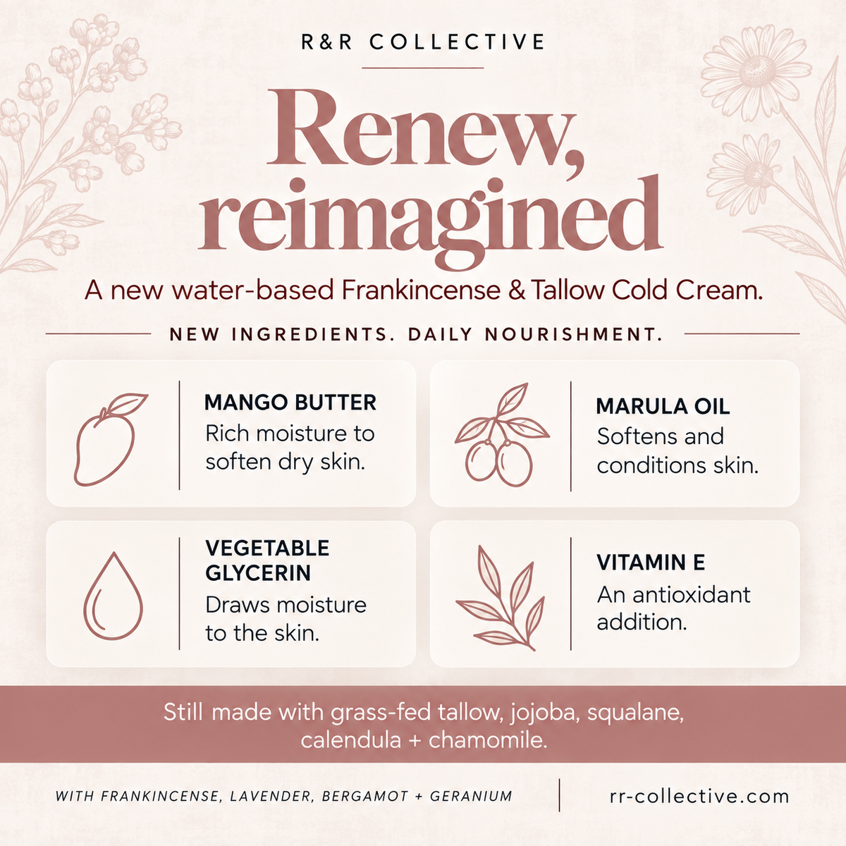Renew Cold Cream | Frankincense & Tallow | Radiance + Texture