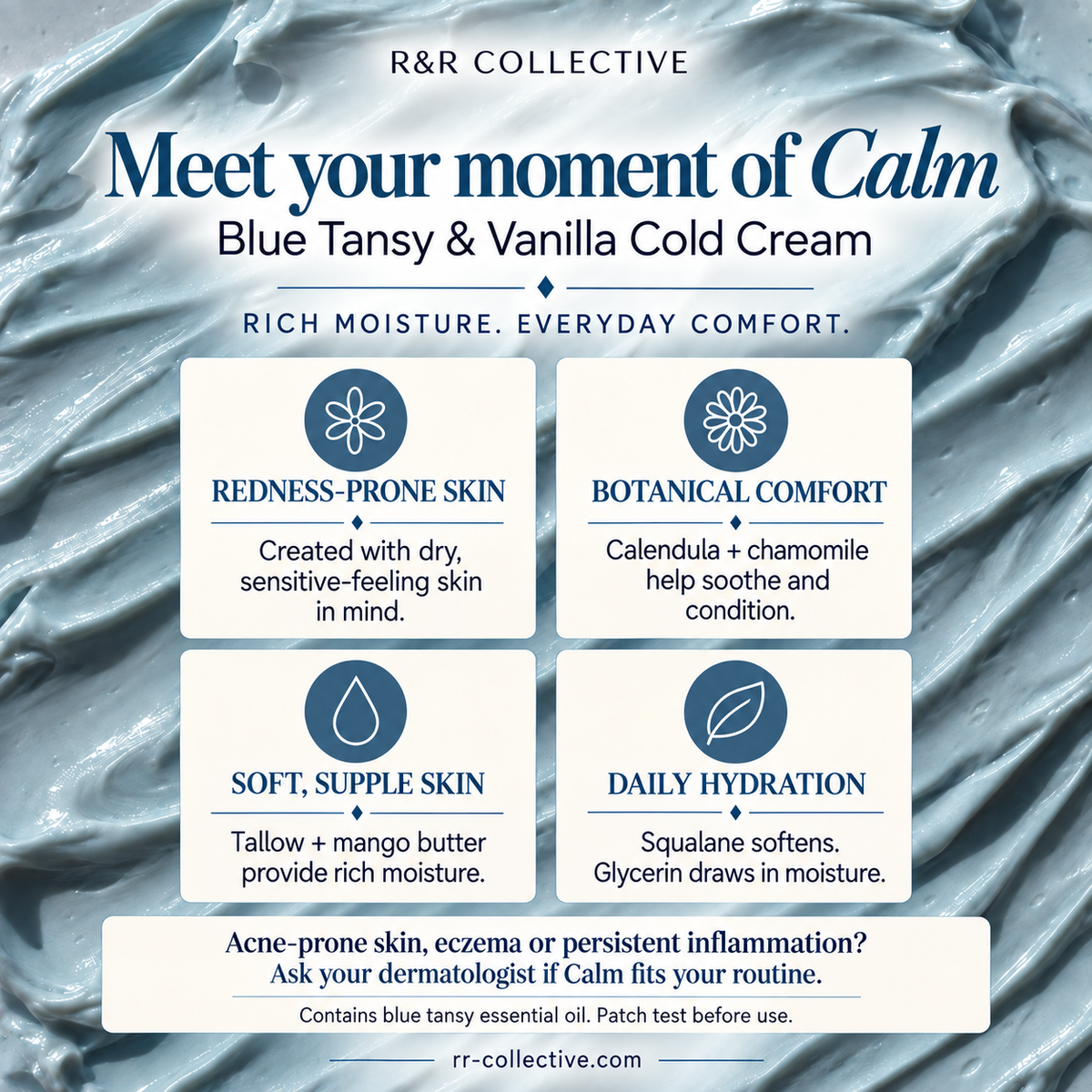 Calm Cold Cream | Blue Tansy & Vanilla | Redness + Sensitivity