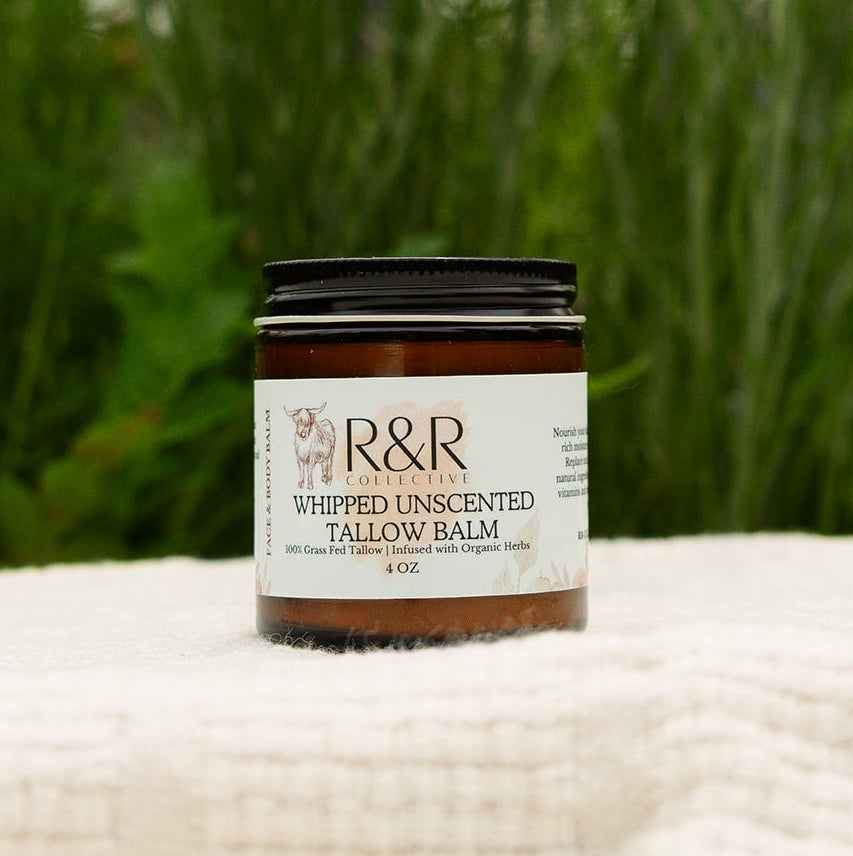 Unscented Herb Infused Tallow Balm | Soothing Herbal Balm for Sensitive & Irritated Skin