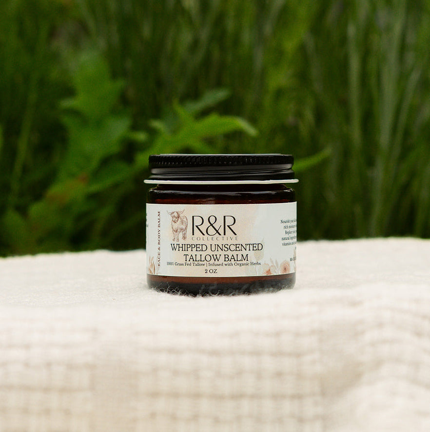 Unscented Herb Infused Tallow Balm | Soothing Herbal Balm for Sensitive & Irritated Skin