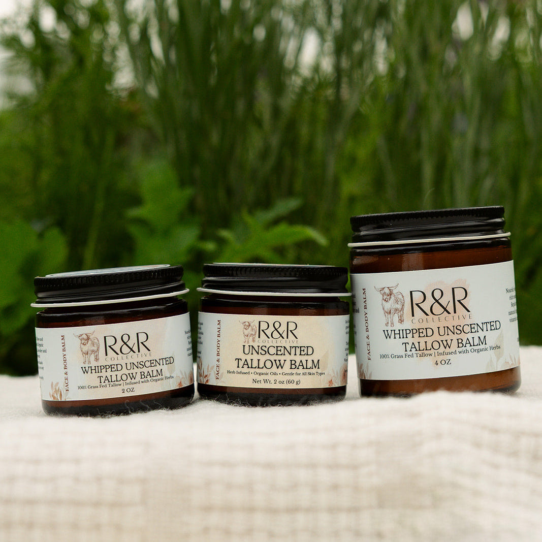 Unscented Herb Infused Tallow Balm | Soothing Herbal Balm for Sensitive & Irritated Skin