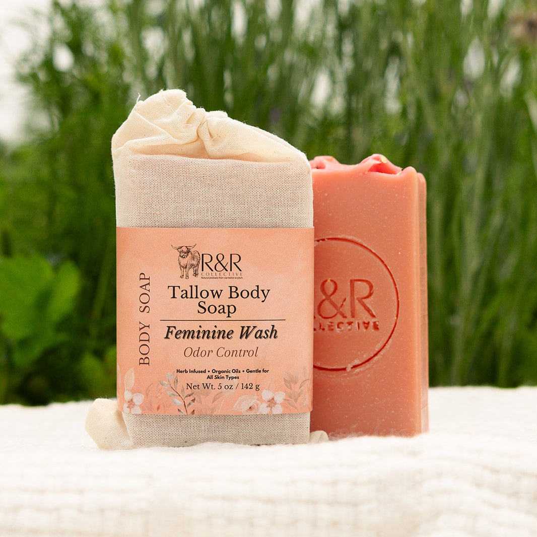Feminine Wash | Handmade Tallow Soap Rose & Rhubarb