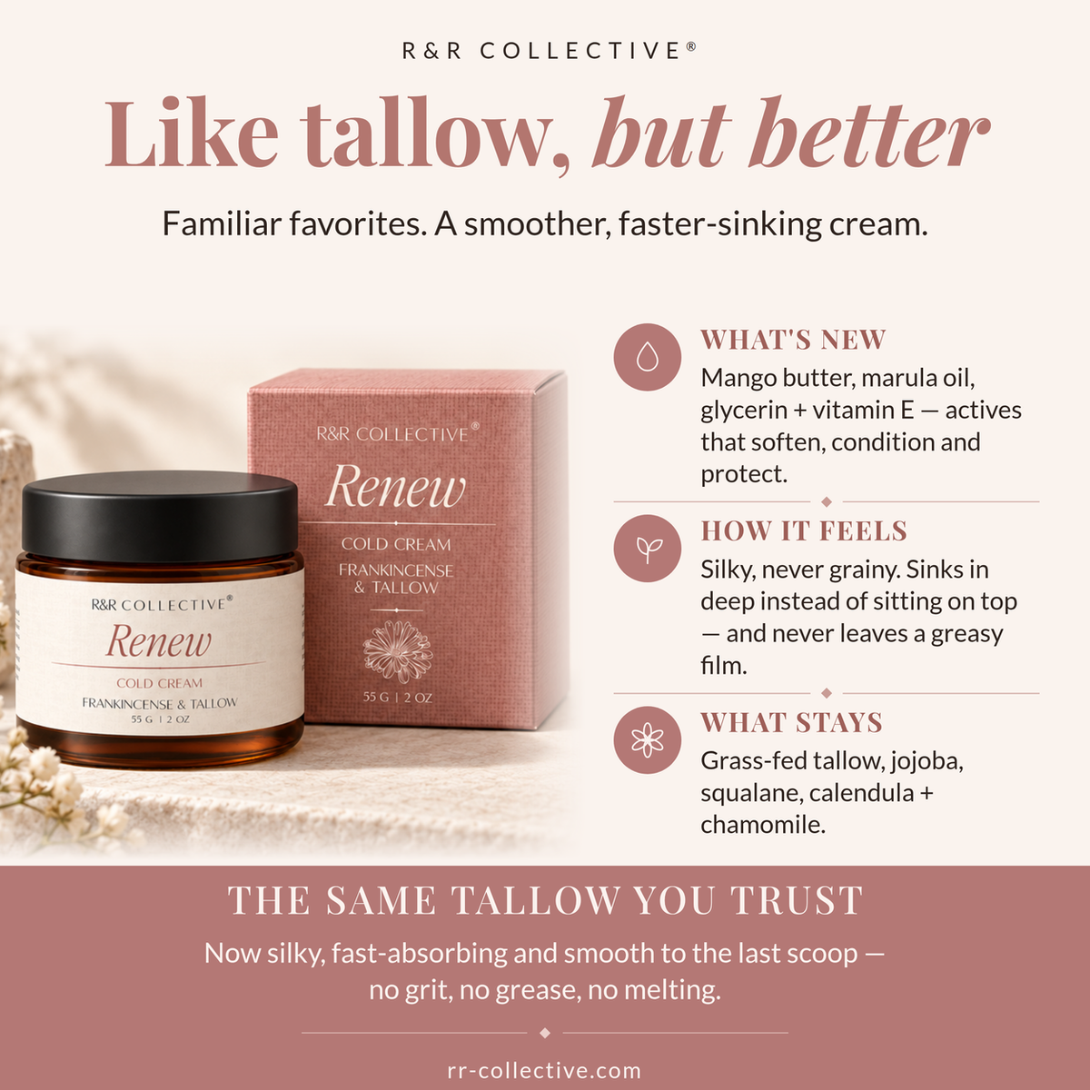 Renew Cold Cream | Frankincense & Tallow | Radiance + Texture
