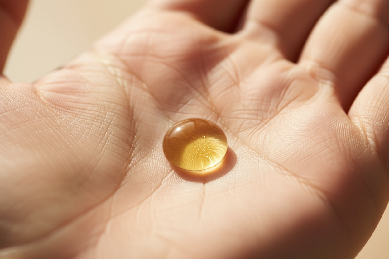 a drop of oil in a hand