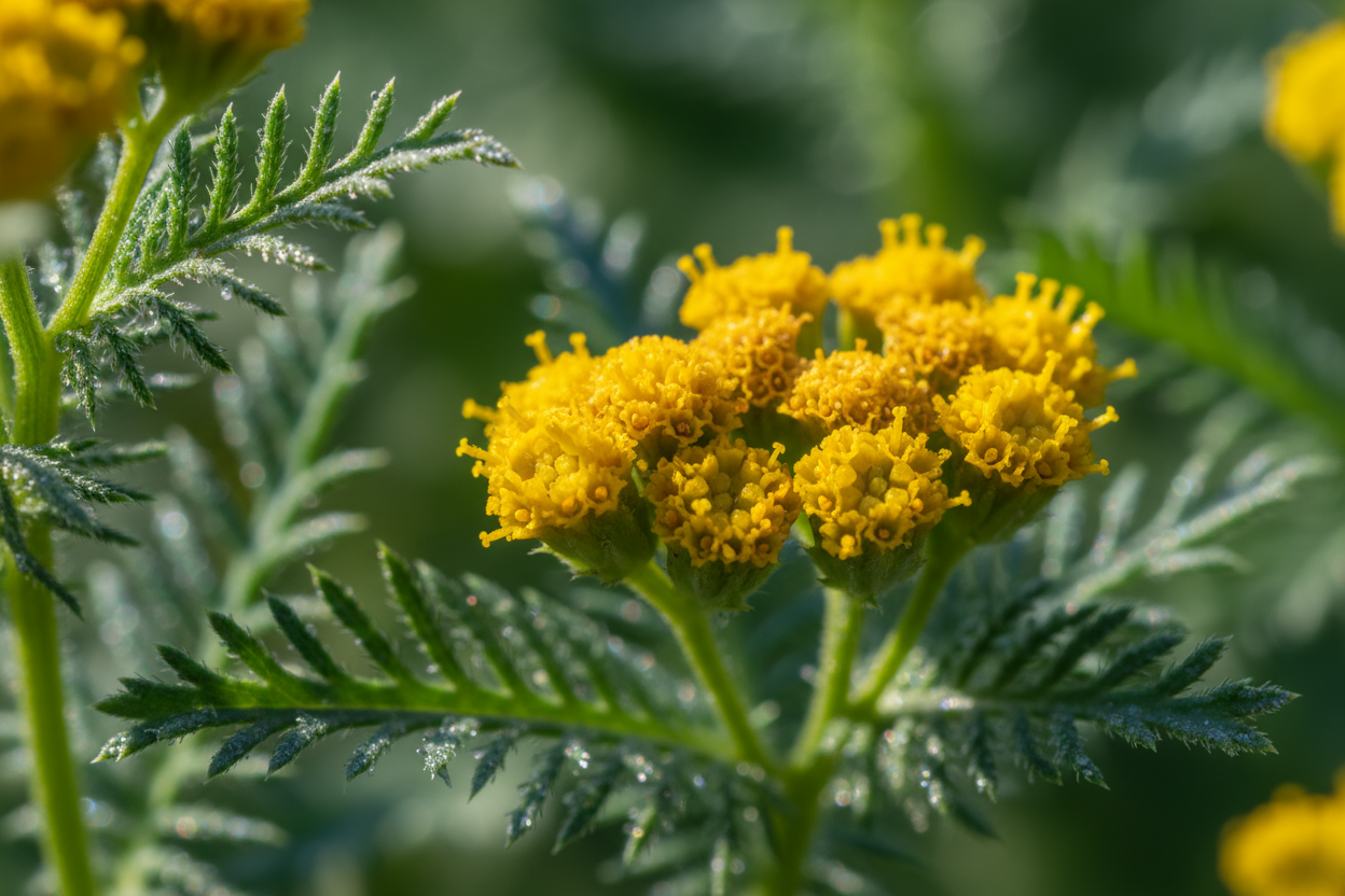 Macro blue tansy