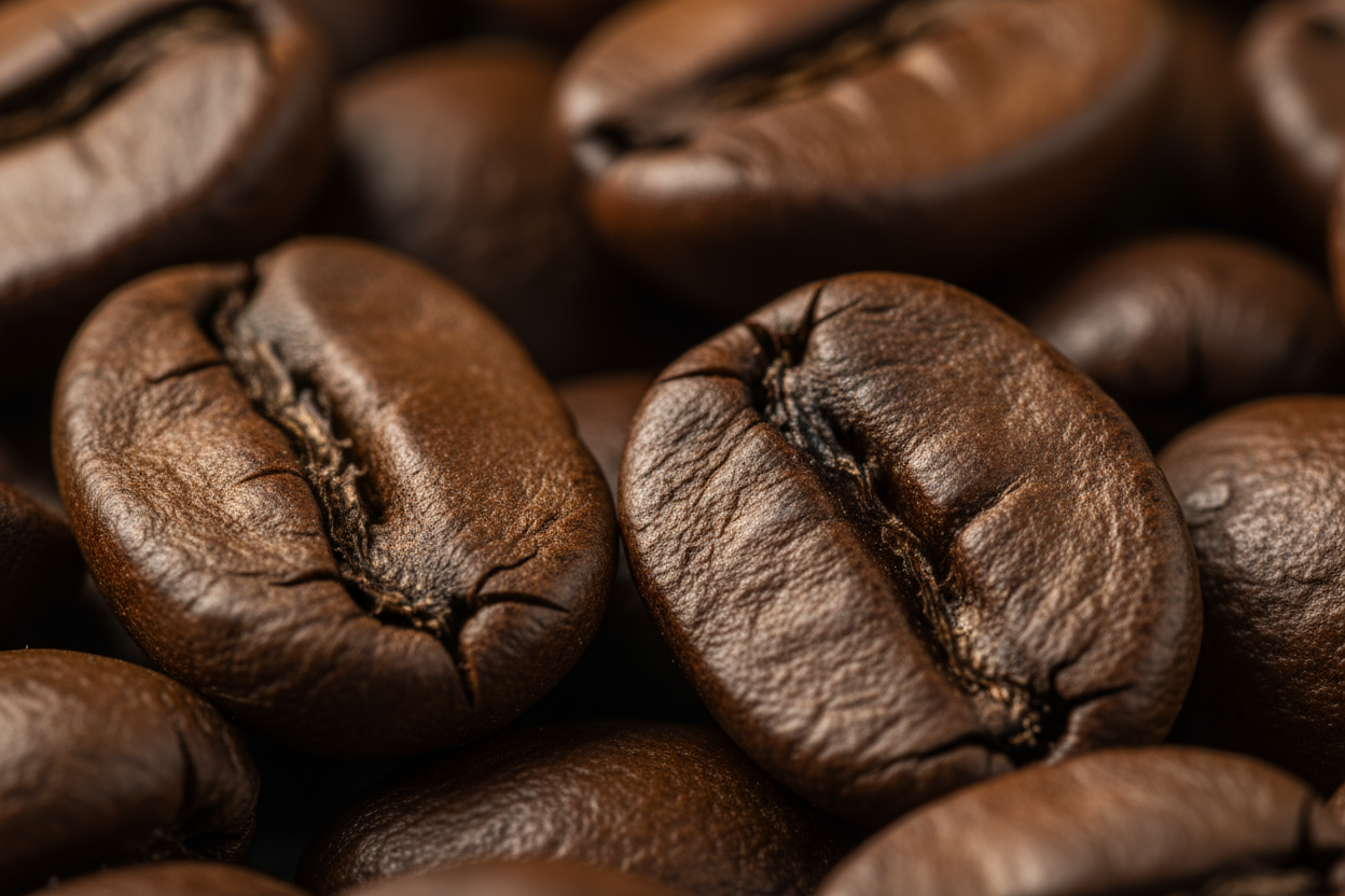 macro of coffee beans