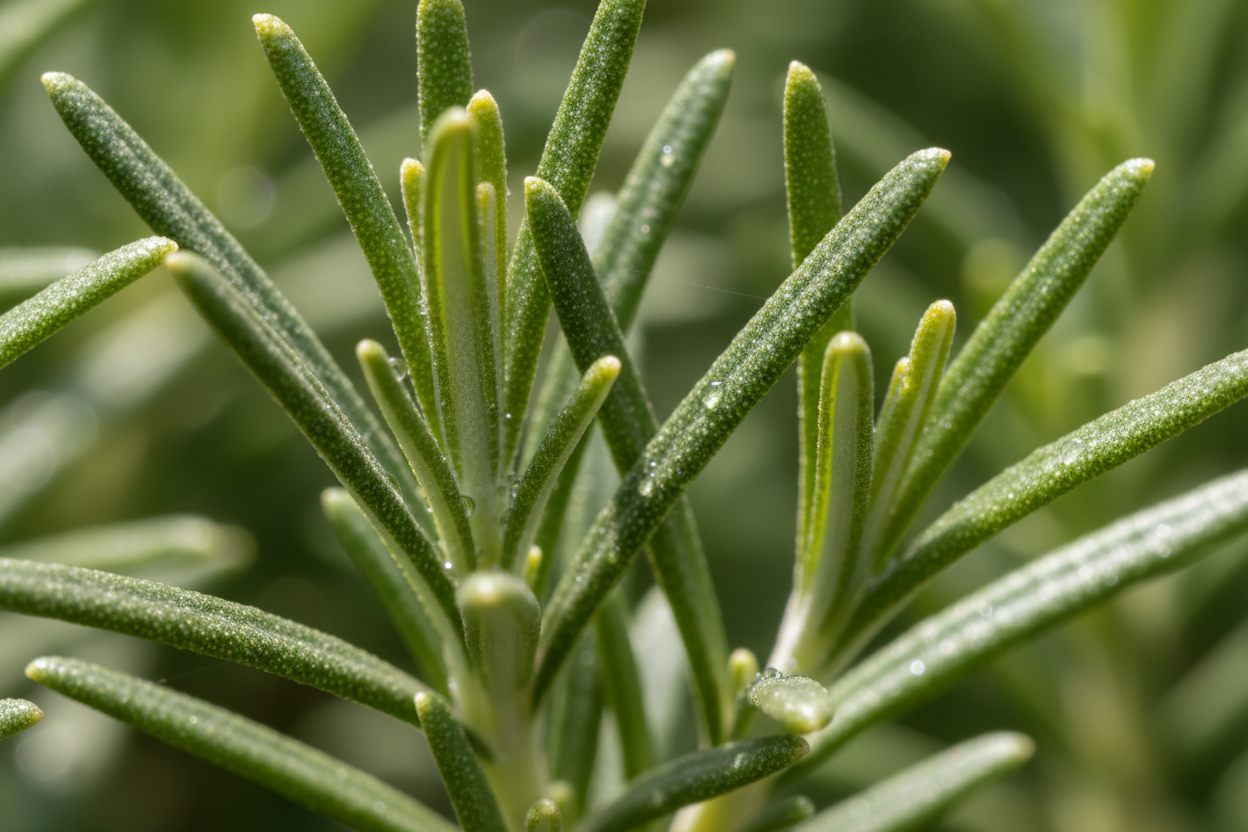 macro of rosemary
